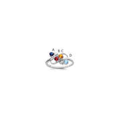 10k White Gold Genuine 4 Stone Mother's Ring