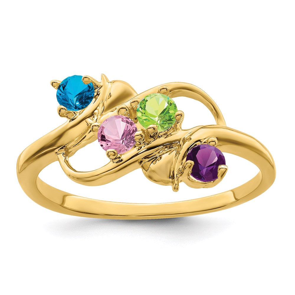 14k Genuine 4 Stone Mother's Ring - 11