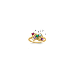 14k Genuine 5 Stone Mother's Ring