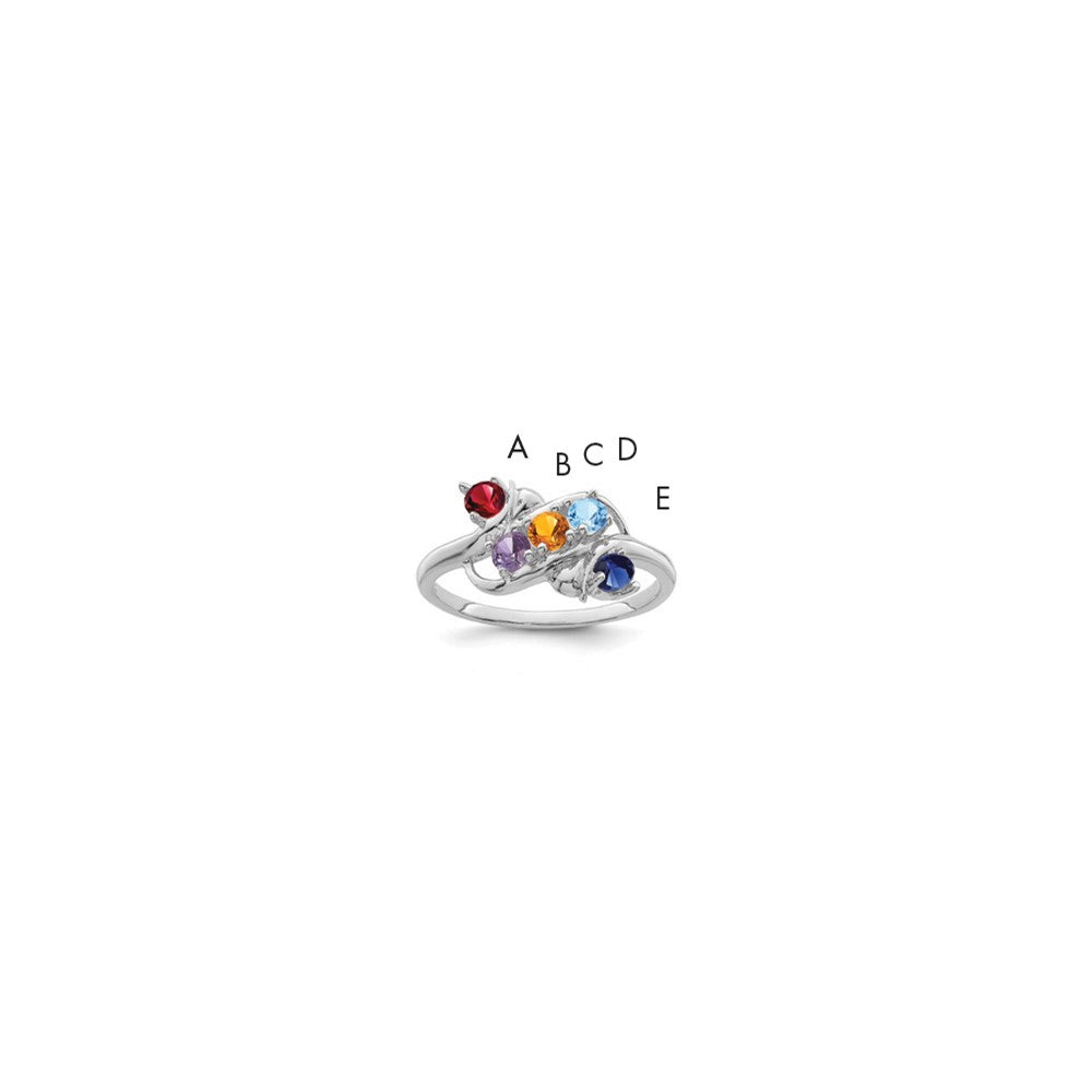 10k White Gold Synthetic Family Jewelry Ring