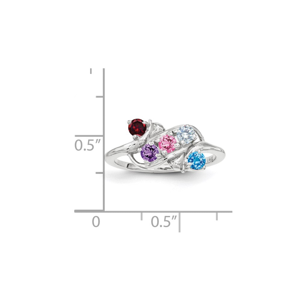 14k White Gold Synthetic Family Jewelry Ring - 73