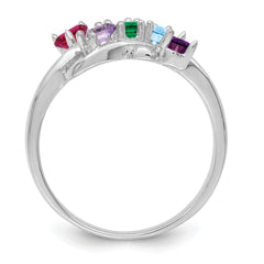 14k White Gold Synthetic Family Jewelry Ring - 73