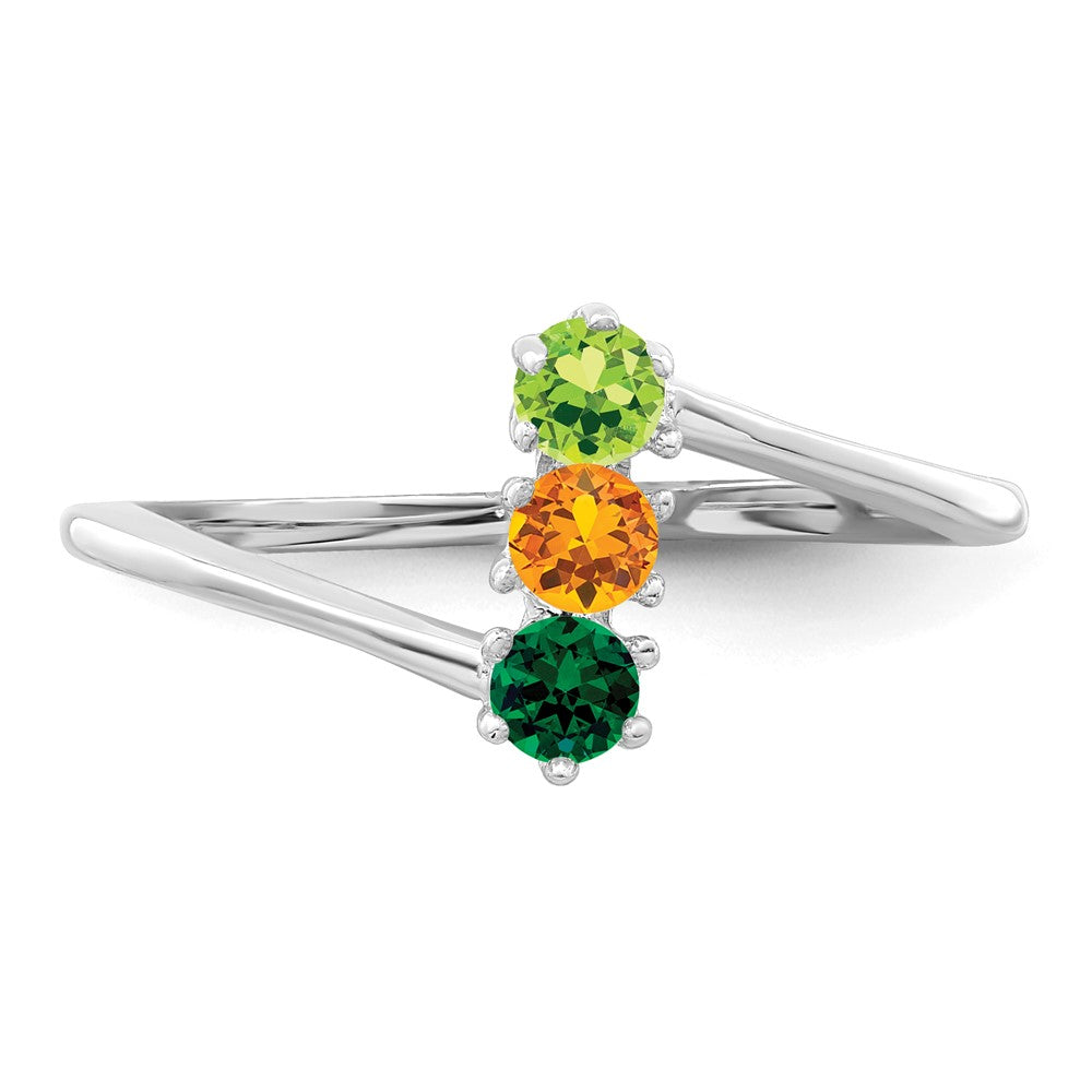 14k White Gold Synthetic Family Jewelry Ring - 62