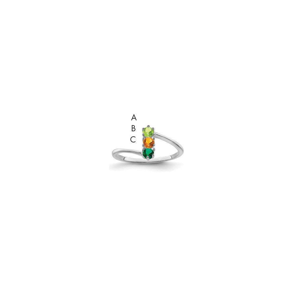 14k White Gold Synthetic Family Jewelry Ring - 62