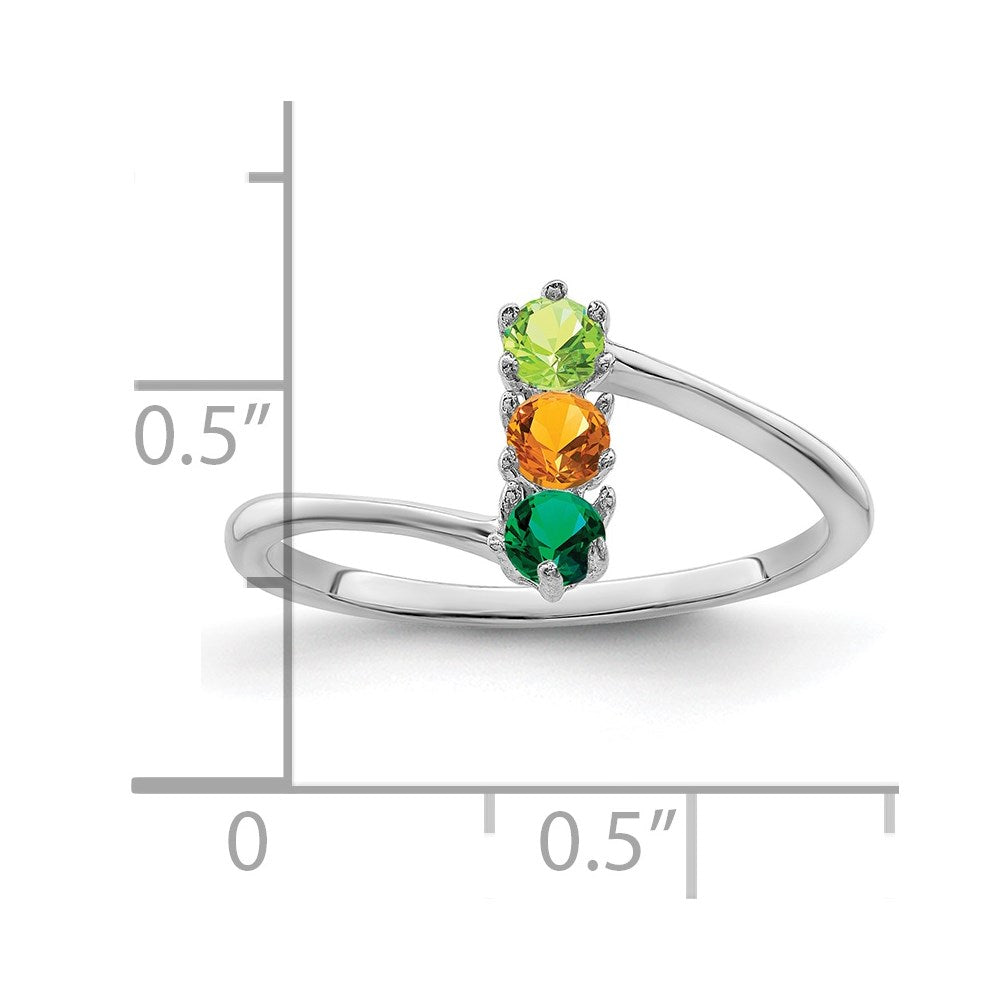 14k White Gold Synthetic Family Jewelry Ring - 62