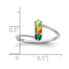 14k White Gold Synthetic Family Jewelry Ring - 62