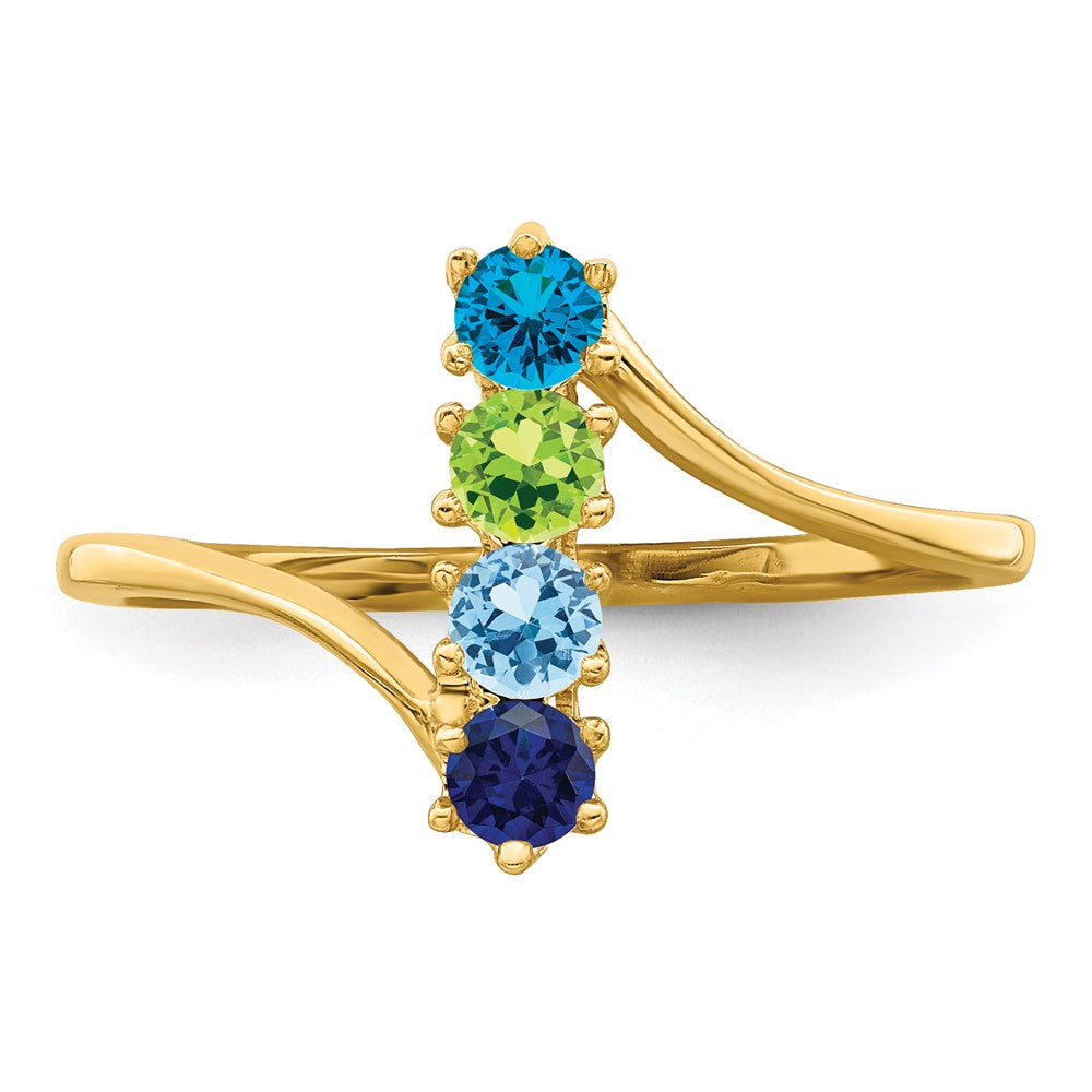 14k 3mm Synthetic Family Jewelry Ring - 2