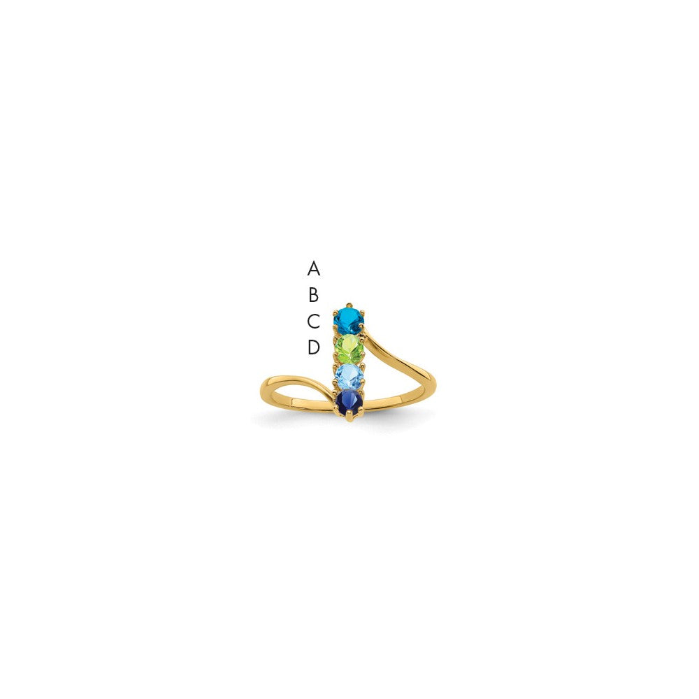 14k 3mm Synthetic Family Jewelry Ring - 2