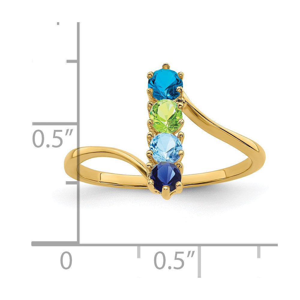 14k 3mm Synthetic Family Jewelry Ring - 2