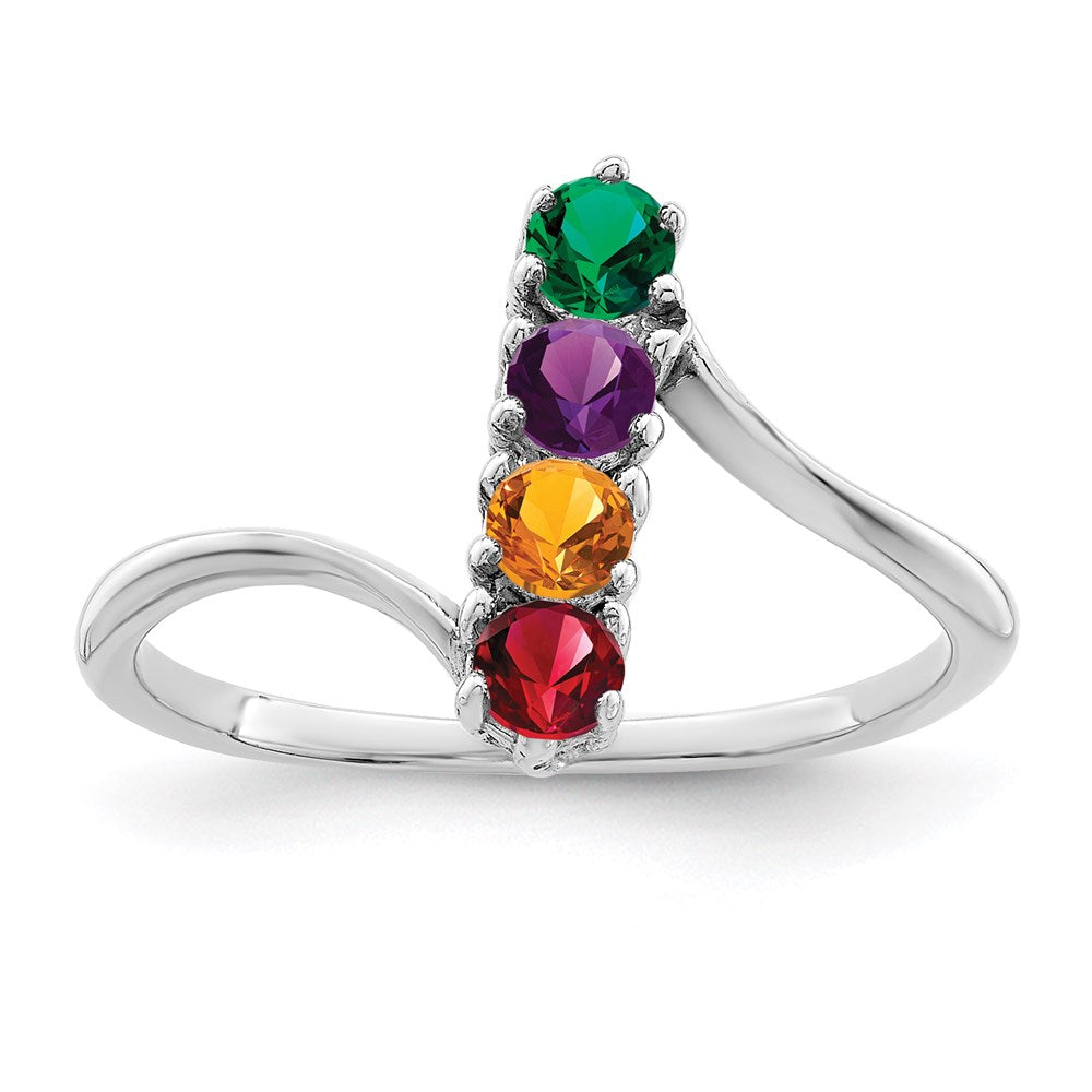 14k White Gold Polished 4-Stone Mothers Ring Mounting - 4