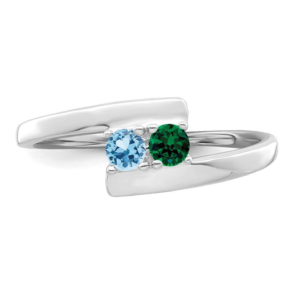 14k White Gold Synthetic Family Jewelry Ring - 86