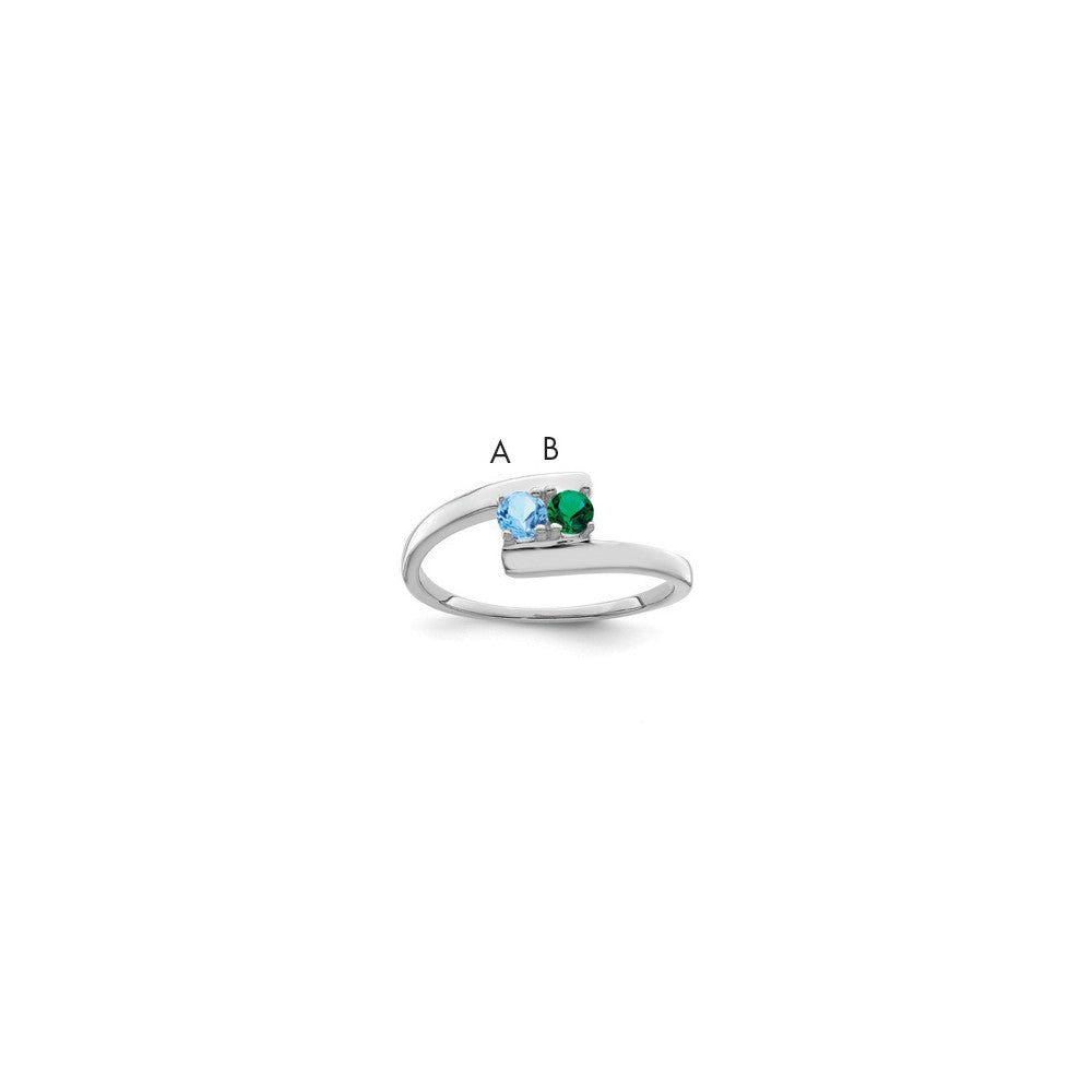 14k White Gold Synthetic Family Jewelry Ring - 86
