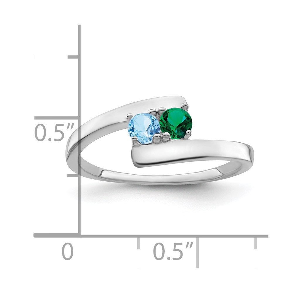 14k White Gold Synthetic Family Jewelry Ring - 86