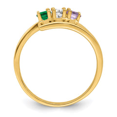 14k Genuine 3 Stone Mother's Ring - 19
