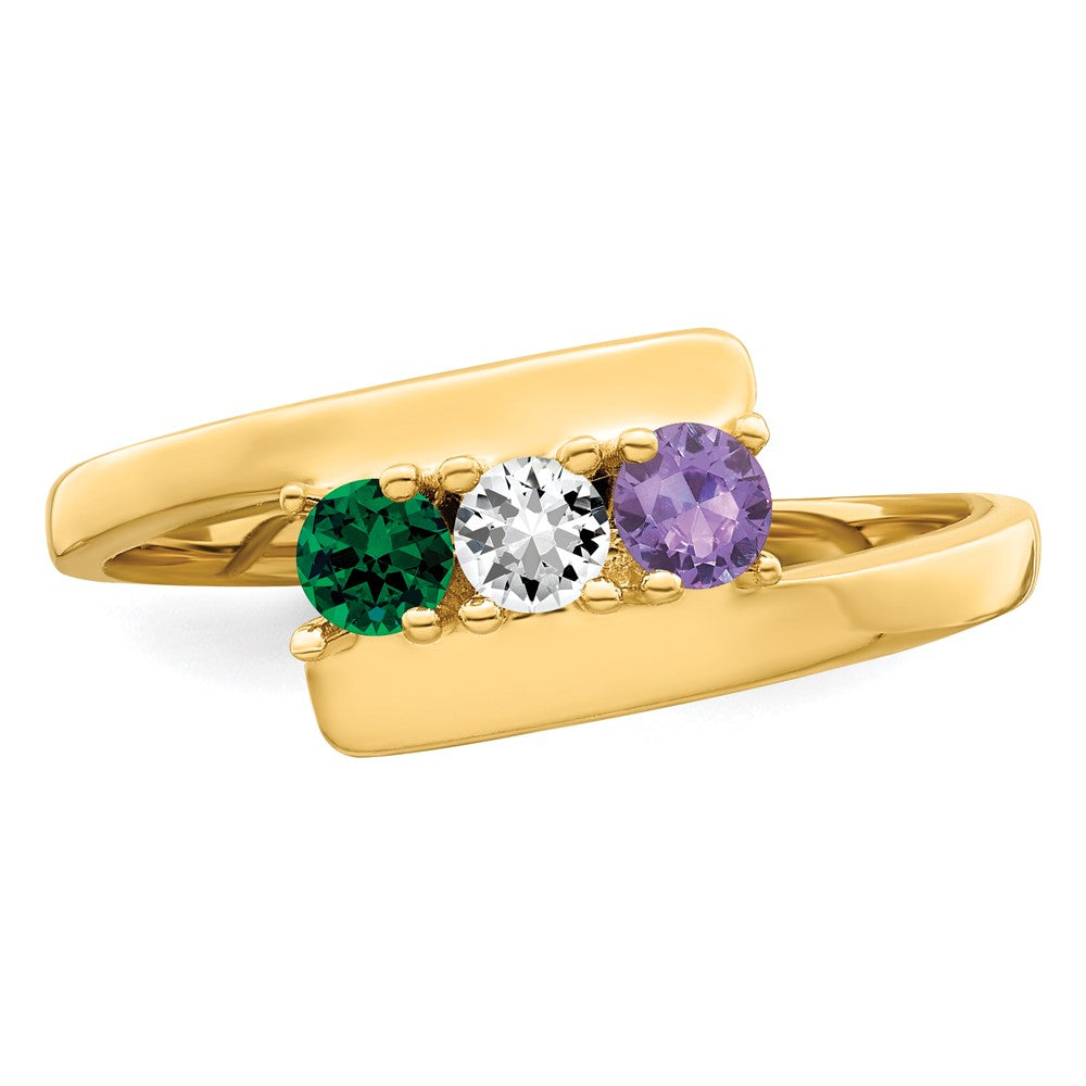 14k Genuine 3 Stone Mother's Ring - 19