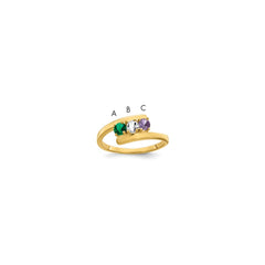 14k Genuine 3 Stone Mother's Ring - 19