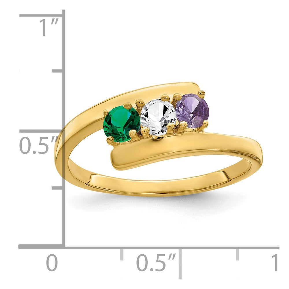 14k Genuine 3 Stone Mother's Ring - 19