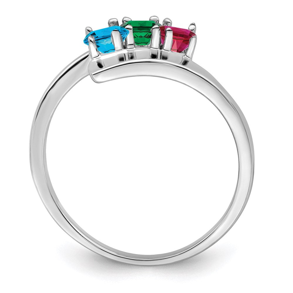 14k White Gold Synthetic Family Jewelry Ring - 89
