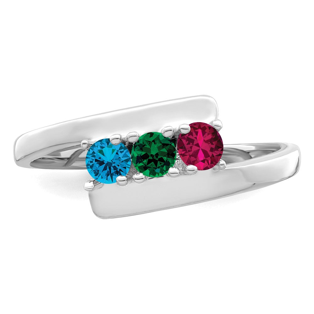 14k White Gold Synthetic Family Jewelry Ring - 89