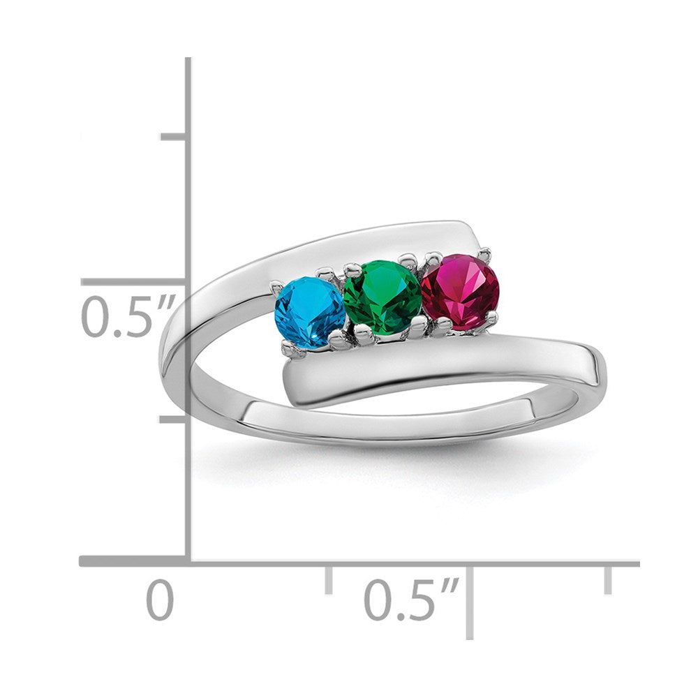 14k White Gold Synthetic Family Jewelry Ring - 89