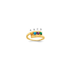 14k Genuine 4 Stone Mother's Ring - 17