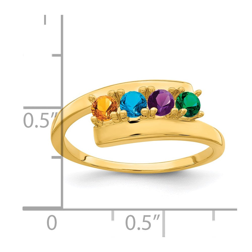 14k Genuine 4 Stone Mother's Ring - 17