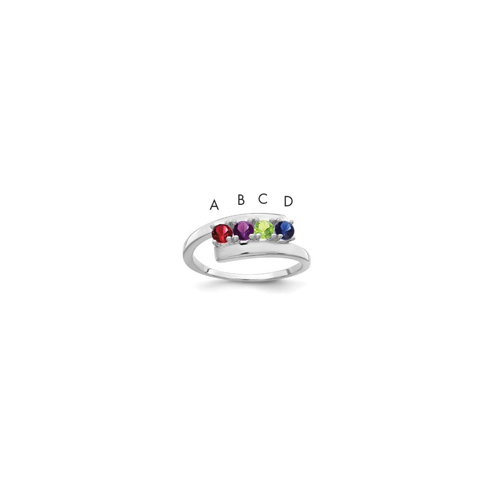 Sterling Silver Rhodium-plated Synthetic 4 Stone Mother's Ring - 98
