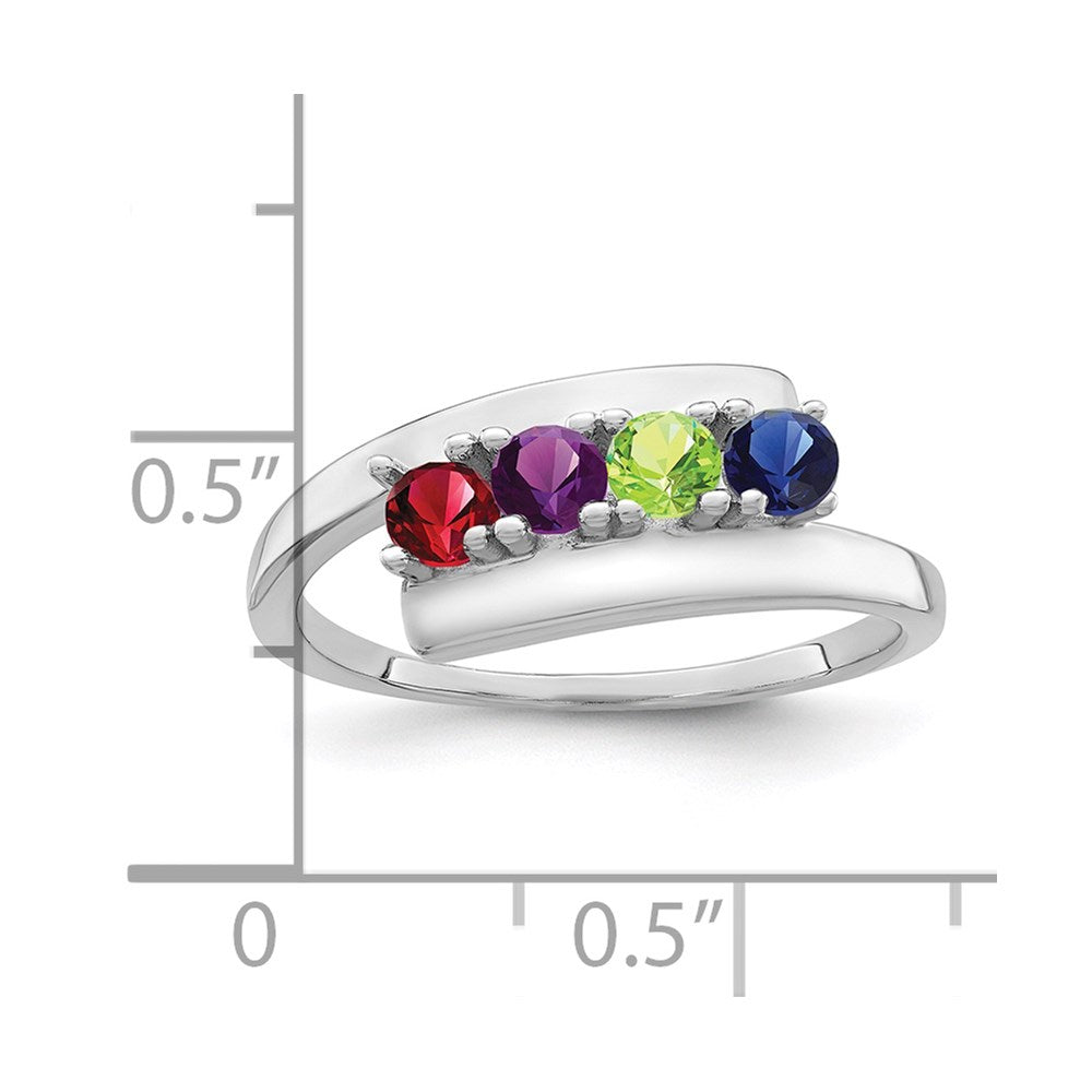 Sterling Silver Rhodium-plated Synthetic 4 Stone Mother's Ring - 98