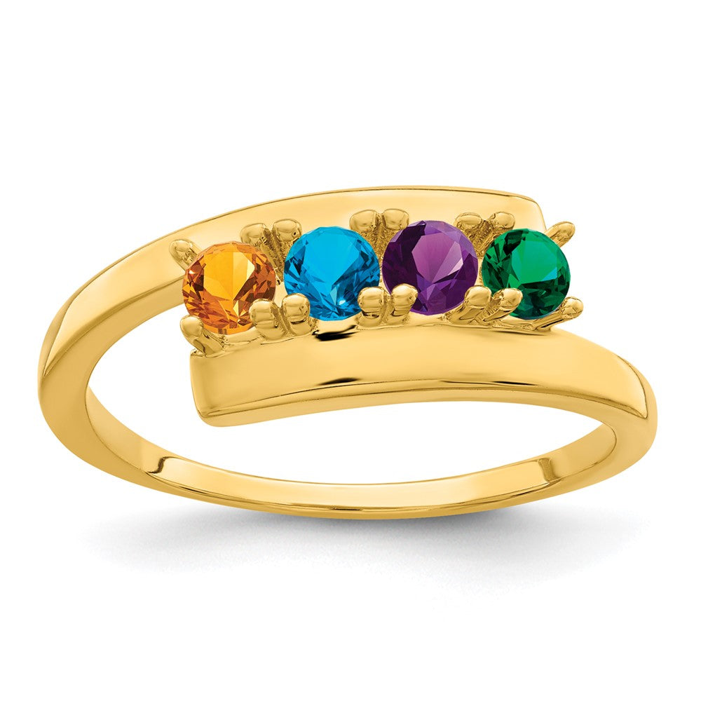 14k Genuine 4 Stone Mother's Ring - 17