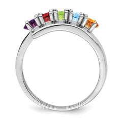 14k White Gold Polished 5-Stone Mothers Ring Mounting - 8