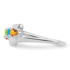 14k White Gold Synthetic Family Jewelry Ring - 6