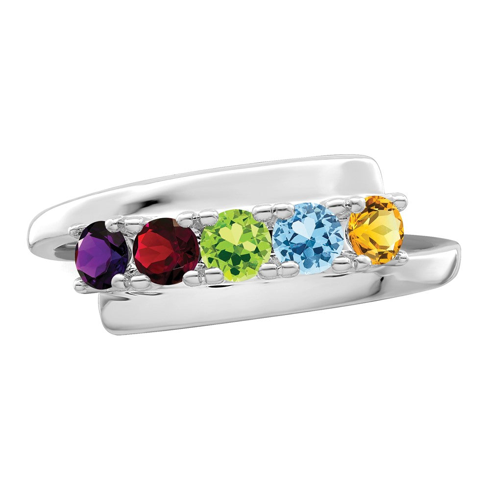 14k White Gold Synthetic Family Jewelry Ring - 6