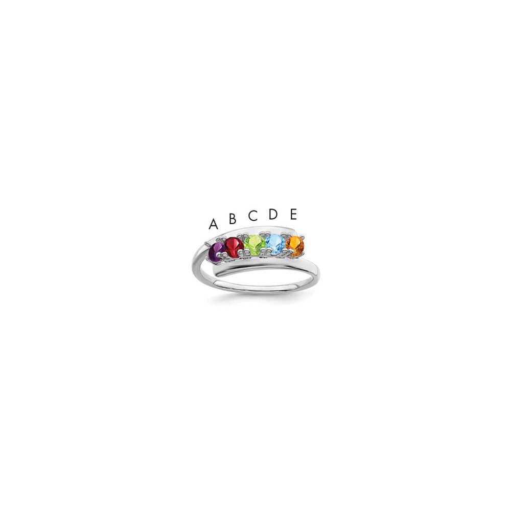 14k White Gold Synthetic Family Jewelry Ring - 6