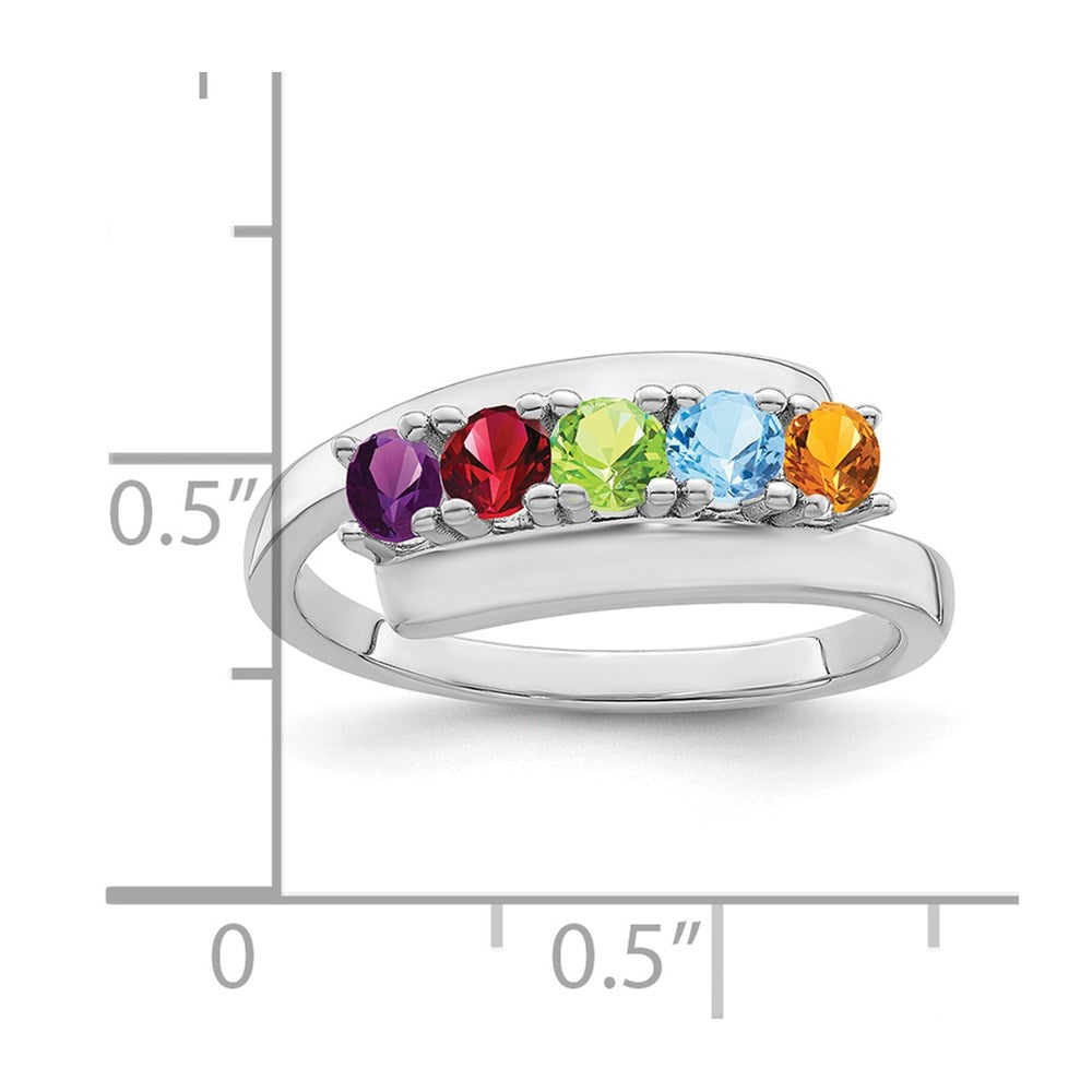 14k White Gold Synthetic Family Jewelry Ring - 6