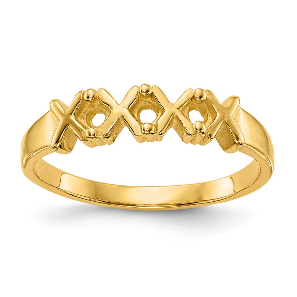 14k Polished 3-Stone Mothers Ring Mounting - 16