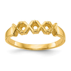 14k Polished 3-Stone Mothers Ring Mounting - 16