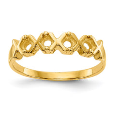 14k Polished 4-Stone Mothers Ring Mounting - 11