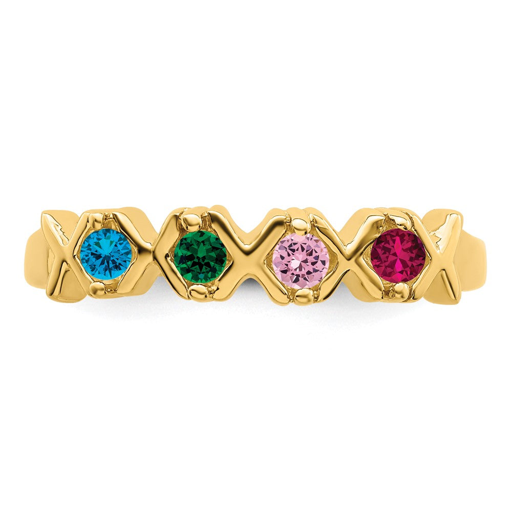 14k Genuine 4 Stone Mother's Ring - 3