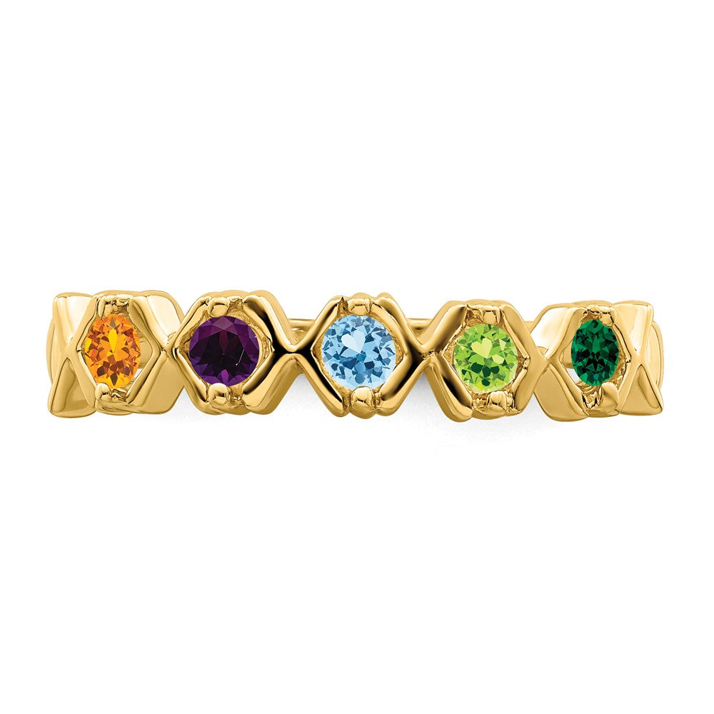 14k Synthetic Family Jewelry Ring - 6