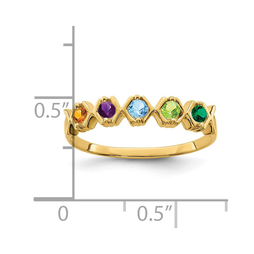 14k Synthetic Family Jewelry Ring - 6