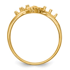 14k Polished 4-Stone Mothers Ring with Angel on Band Mounting
