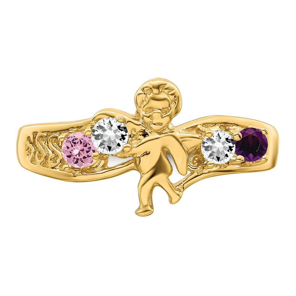14k Genuine 4 Stone Mother's Ring - 4