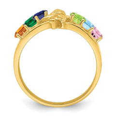 14k Genuine 6 Stone Mother's Ring - 2