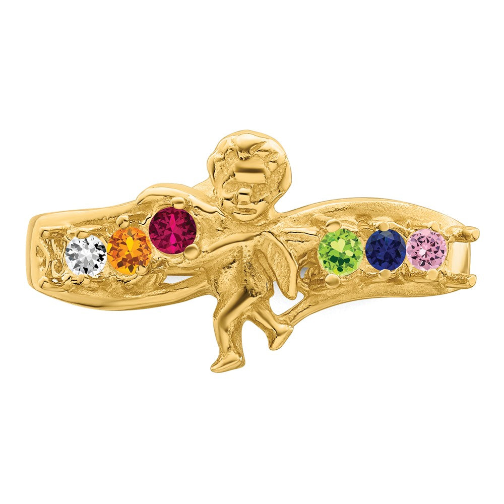14k Genuine 6 Stone Mother's Ring - 2
