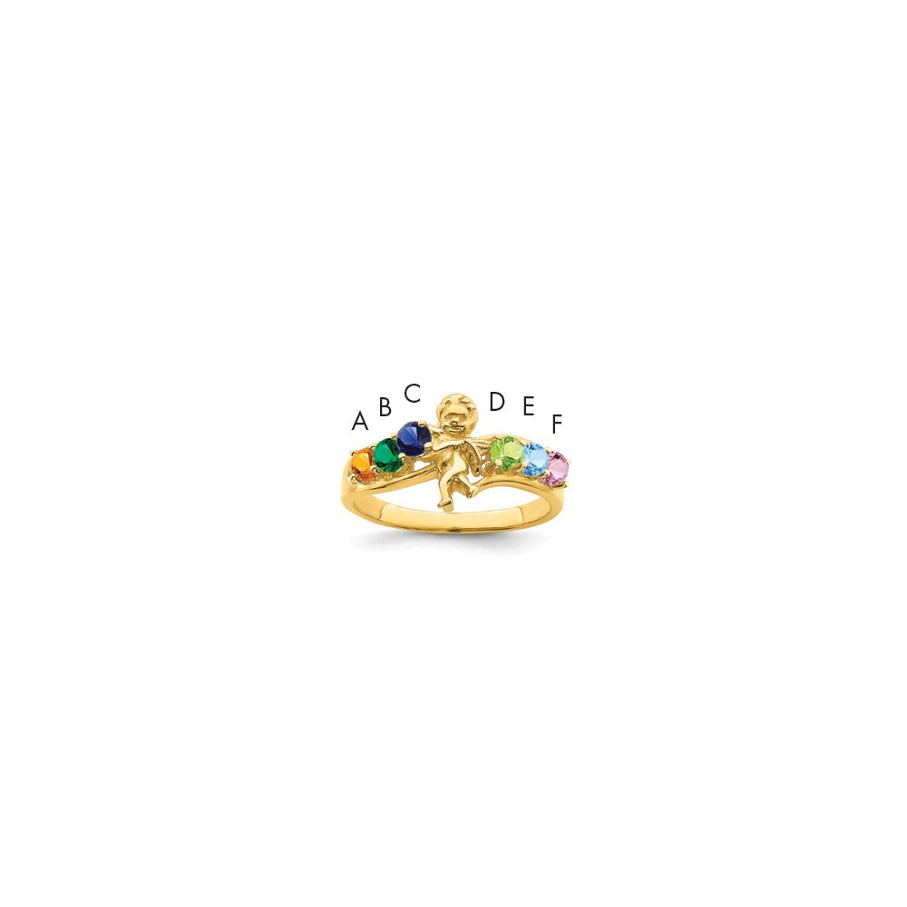 14k Genuine 6 Stone Mother's Ring - 2