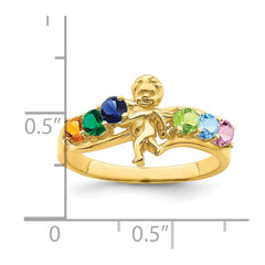 14k Genuine 6 Stone Mother's Ring - 2