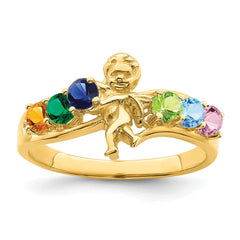 14k Genuine 6 Stone Mother's Ring - 2