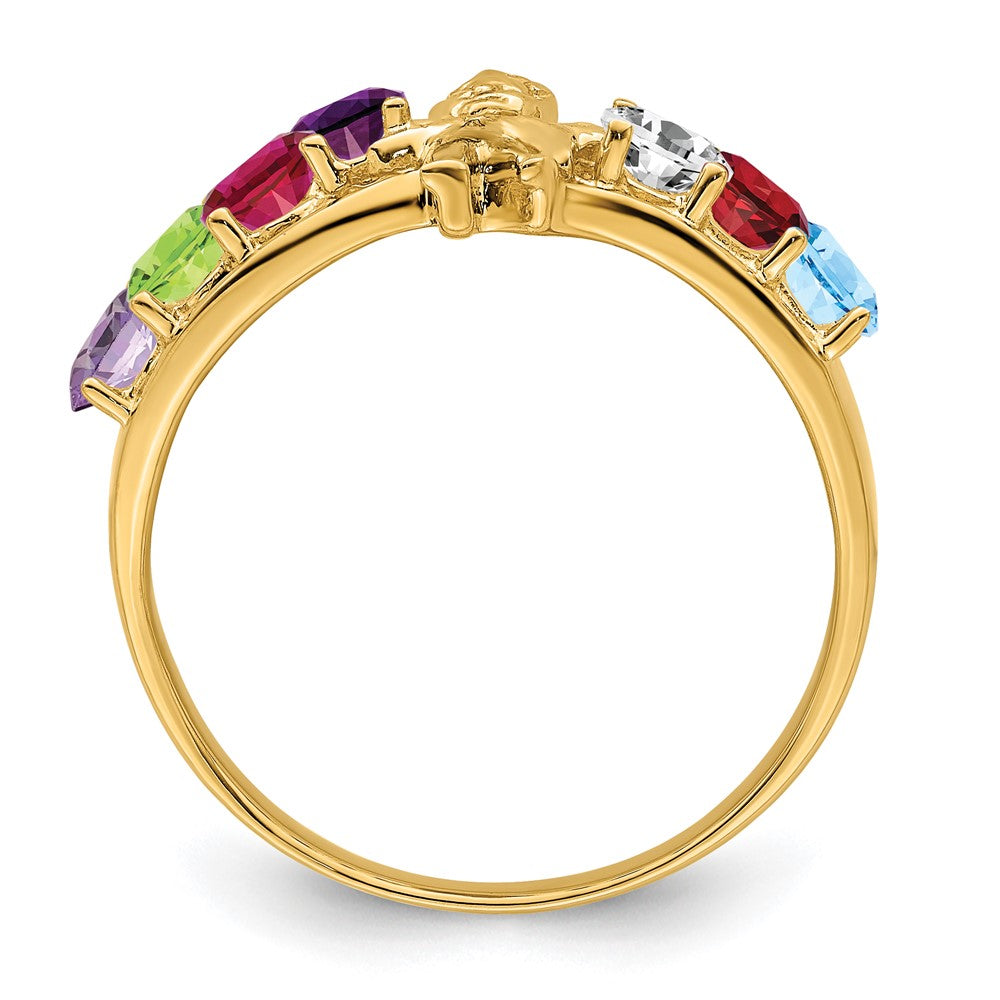 14k Genuine 7 Stone Mother's Ring - 2