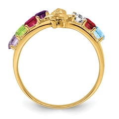 14k Genuine 7 Stone Mother's Ring - 2