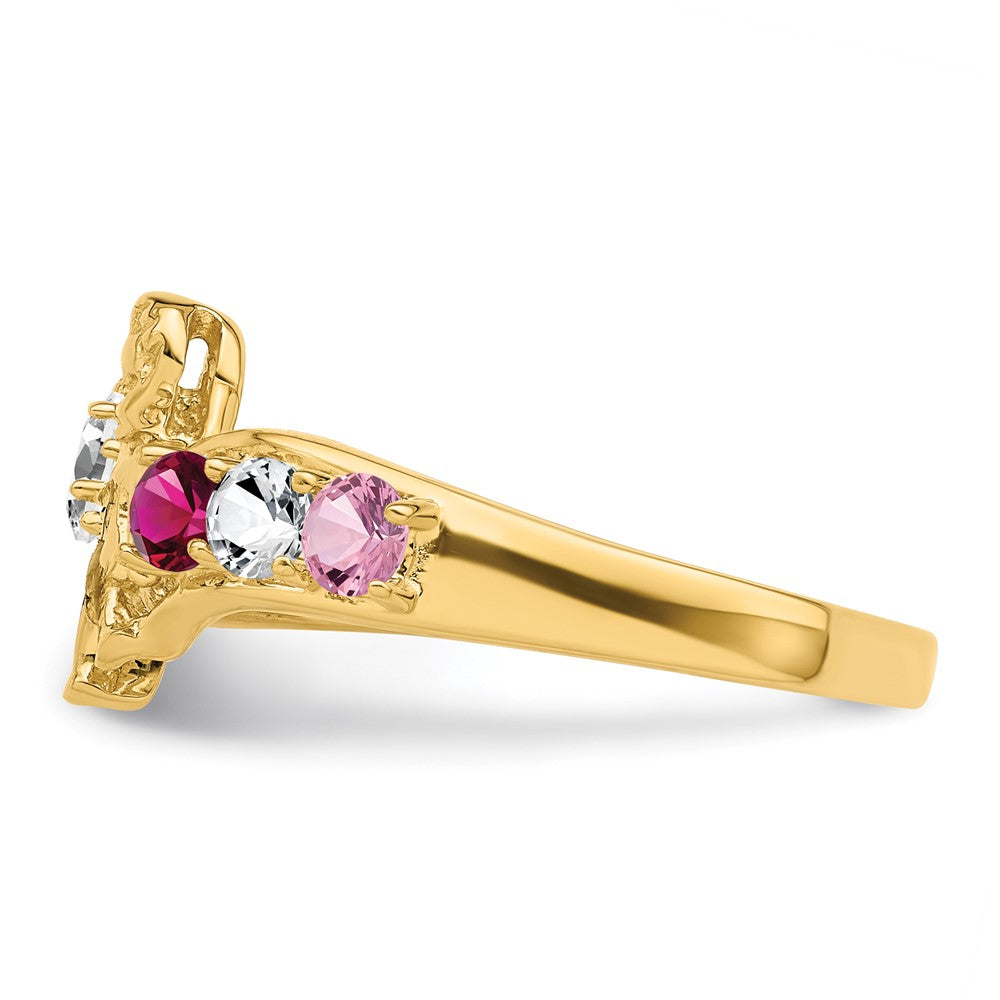 14k Genuine 7 Stone Mother's Ring - 2